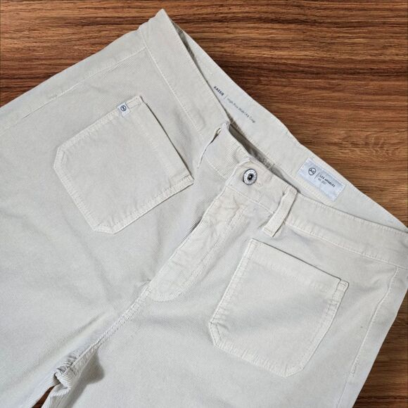 AG Adriano Goldschmied Cream Corduroy High Waist Wide Leg Crop Jeans - Picture 2 of 8